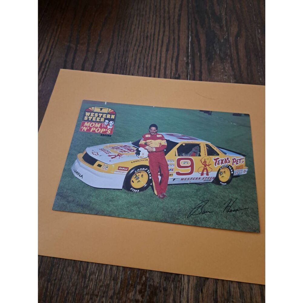Vintage 1990 Ben Hess NASCAR Driver Card Texas Pete WSMP Western Steer 6x9